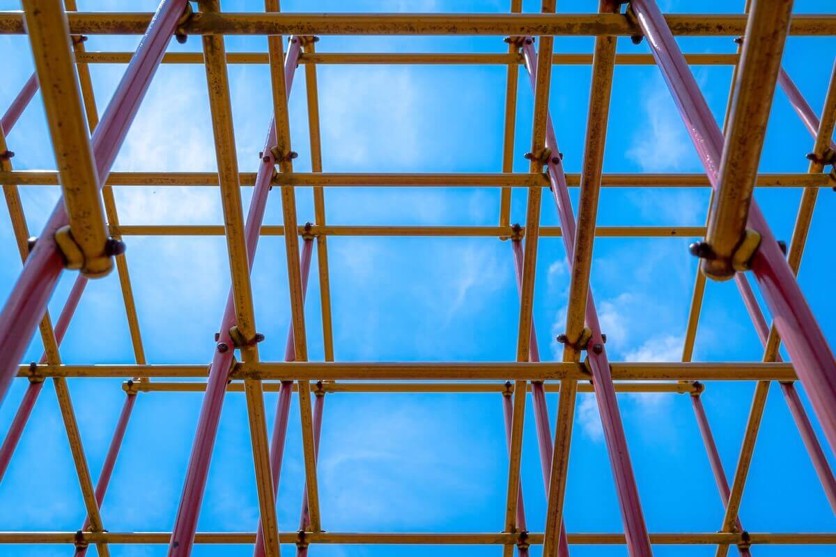 An artistic photo of a climbing frame, zoomed in on the frame itself