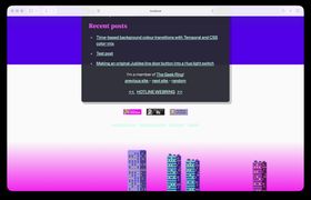 A screenshot of the bottom half of my website, with a big white space in the background where the background should be. The background gradient cuts off a third of the way down the screen.