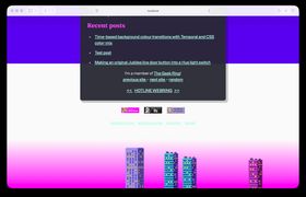 A screenshot of the bottom half of my website, with a big white space in the background where the background should be. The background gradient cuts off a third of the way down the screen.